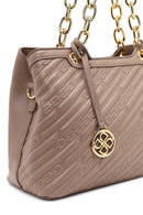 Women's Gray Long Strap Printed Shoulder Bag | Derimod Women's Gray Long Strap Printed Shoulder Bag | Derimod