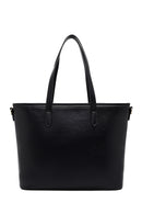 Women's Black Printed Long Strapped Charm Classic Shoulder Bag | Derimod Women's Black Printed Long Strapped Charm Classic Shoulder Bag | Derimod