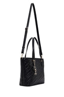 Women's Black Printed Long Strapped Charm Classic Shoulder Bag | Derimod Women's Black Printed Long Strapped Charm Classic Shoulder Bag | Derimod