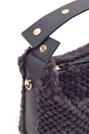 Kadın Gri Uzun Askılı Charmlı Peluş Omuz Çantası | Derimod Kadın Gri Uzun Askılı Charmlı Peluş Omuz Çantası | Derimod