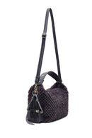 Women's Gray Long Strapped Plush Shoulder Bag with Charms | Derimod Women's Gray Long Strapped Plush Shoulder Bag with Charms | Derimod