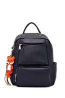 Women's Navy Blue Charm Backpack | Derimod Women's Navy Blue Charm Backpack | Derimod