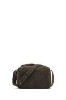 Women's Dark Gray Long Strapped Knitted Suede Crossbody Bag | Derimod Women's Dark Gray Long Strapped Knitted Suede Crossbody Bag | Derimod