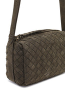 Women's Gray Long Strap Knitted Suede Crossbody Bag | Derimod Women's Gray Long Strap Knitted Suede Crossbody Bag | Derimod