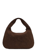 Kadın Kahverengi Örgülü Süet Omuz Çantası | Derimod Kadın Kahverengi Örgülü Süet Omuz Çantası | Derimod