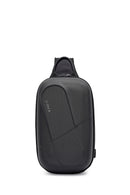 D-Pack Unisex Black Mini Fabric Crossbody Bag | Derimod D-Pack Unisex Black Mini Fabric Crossbody Bag | Derimod