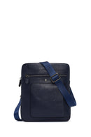 Men's Navy Blue Long Strap Leather Shoulder Bag | Derimod Men's Navy Blue Long Strap Leather Shoulder Bag | Derimod