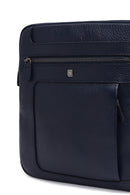 Men's Navy Blue Long Strap Leather Shoulder Bag | Derimod Men's Navy Blue Long Strap Leather Shoulder Bag | Derimod