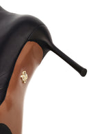 Women's Black Zippered Thin Heeled Leather Boot | Derimod Women's Black Zippered Thin Heeled Leather Boot | Derimod