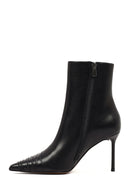 Kadın Siyah Fermuarlı İnce Topuklu Deri Bot | Derimod Kadın Siyah Fermuarlı İnce Topuklu Deri Bot | Derimod