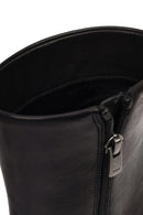 Women's Black Zippered Thin Heeled Leather Boot | Derimod Women's Black Zippered Thin Heeled Leather Boot | Derimod