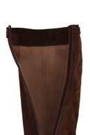 Kadın Kahverengi Fermuarlı Kalın Tabanlı Süet Deri Çizme | Derimod Kadın Kahverengi Fermuarlı Kalın Tabanlı Süet Deri Çizme | Derimod