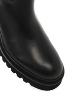 Kadın Siyah Fermuarlı Kalın Tabanlı Deri Çizme | Derimod Kadın Siyah Fermuarlı Kalın Tabanlı Deri Çizme | Derimod