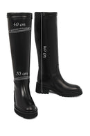 Kadın Siyah Fermuarlı Kalın Tabanlı Deri Çizme | Derimod Kadın Siyah Fermuarlı Kalın Tabanlı Deri Çizme | Derimod