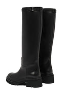 Kadın Siyah Fermuarlı Kalın Tabanlı Deri Çizme | Derimod Kadın Siyah Fermuarlı Kalın Tabanlı Deri Çizme | Derimod