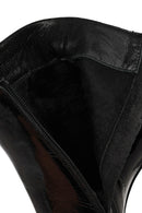 Kadın Siyah Fermuarlı Kalın Topuklu Rugan Deri Bot | Derimod Kadın Siyah Fermuarlı Kalın Topuklu Rugan Deri Bot | Derimod