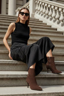 Kadın Kahverengi Fermuarlı İnce Topuklu Süet Deri Bot | Derimod Kadın Kahverengi Fermuarlı İnce Topuklu Süet Deri Bot | Derimod