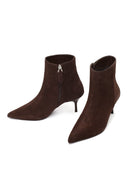 Kadın Kahverengi Fermuarlı İnce Topuklu Süet Deri Bot | Derimod Kadın Kahverengi Fermuarlı İnce Topuklu Süet Deri Bot | Derimod