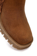 Kadın Taba Fermuarlı Kalın Topuklu Süet Deri Bot | Derimod Kadın Taba Fermuarlı Kalın Topuklu Süet Deri Bot | Derimod