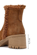 Kadın Taba Fermuarlı Kalın Topuklu Süet Deri Bot | Derimod Kadın Taba Fermuarlı Kalın Topuklu Süet Deri Bot | Derimod