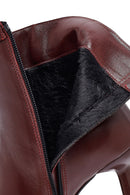 Kadın Bordo Fermuarlı İnce Topuklu Deri Bot | Derimod Kadın Bordo Fermuarlı İnce Topuklu Deri Bot | Derimod