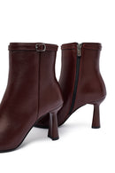 Kadın Bordo Fermuarlı İnce Topuklu Deri Bot | Derimod Kadın Bordo Fermuarlı İnce Topuklu Deri Bot | Derimod