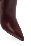 Kadın Bordo Fermuarlı İnce Topuklu Deri Bot | Derimod Kadın Bordo Fermuarlı İnce Topuklu Deri Bot | Derimod