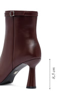 Kadın Bordo Fermuarlı İnce Topuklu Deri Bot | Derimod Kadın Bordo Fermuarlı İnce Topuklu Deri Bot | Derimod
