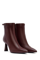 Kadın Bordo Fermuarlı İnce Topuklu Deri Bot | Derimod Kadın Bordo Fermuarlı İnce Topuklu Deri Bot | Derimod