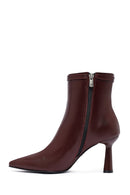 Kadın Bordo Fermuarlı İnce Topuklu Deri Bot | Derimod Kadın Bordo Fermuarlı İnce Topuklu Deri Bot | Derimod
