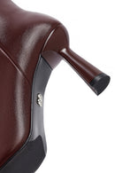 Kadın Bordo Fermuarlı İnce Topuklu Deri Bot | Derimod Kadın Bordo Fermuarlı İnce Topuklu Deri Bot | Derimod