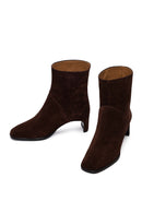 Kadın Kahverengi Kalın Topuklu Süet Deri Bot | Derimod Kadın Kahverengi Kalın Topuklu Süet Deri Bot | Derimod