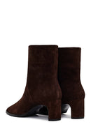 Kadın Kahverengi Kalın Topuklu Süet Deri Bot | Derimod Kadın Kahverengi Kalın Topuklu Süet Deri Bot | Derimod