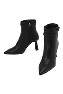 Kadın Siyah Fermuarlı Topuklu Deri Bot | Derimod Kadın Siyah Fermuarlı Topuklu Deri Bot | Derimod