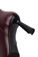 Kadın Bordo Fermuarlı Topuklu Deri Bot | Derimod Kadın Bordo Fermuarlı Topuklu Deri Bot | Derimod