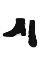 Kadın Siyah Fermuarlı Kısa Kalın Topuklu Süet Deri Bot | Derimod Kadın Siyah Fermuarlı Kısa Kalın Topuklu Süet Deri Bot | Derimod