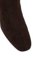 Kadın Kahverengi Fermuarlı Kısa Kalın Topuklu Süet Deri Bot | Derimod Kadın Kahverengi Fermuarlı Kısa Kalın Topuklu Süet Deri Bot | Derimod