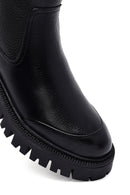 Woman Black Thick Sole Leather Boat | Derimod Woman Black Thick Sole Leather Boat | Derimod