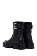 Woman Black Thick Sole Leather Boat | Derimod Woman Black Thick Sole Leather Boat | Derimod