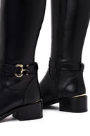 Kadın Siyah Fermuarlı Deri Çizme | Derimod Kadın Siyah Fermuarlı Deri Çizme | Derimod