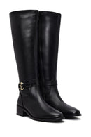 Kadın Siyah Fermuarlı Deri Çizme | Derimod Kadın Siyah Fermuarlı Deri Çizme | Derimod