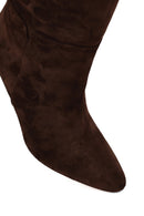 Women's Brown Thin Heeled Suede Leather Boot | Derimod Women's Brown Thin Heeled Suede Leather Boot | Derimod