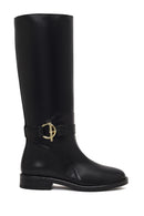 Women's Black Buckle Detailed Leather Boot | Derimod Women's Black Buckle Detailed Leather Boot | Derimod