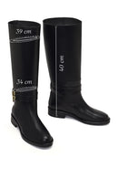 Kadın Siyah Toka Detaylı Deri Çizme | Derimod Kadın Siyah Toka Detaylı Deri Çizme | Derimod