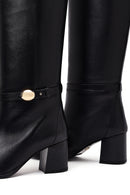 Kadın Siyah Kalın Topuklu Deri Çizme | Derimod Kadın Siyah Kalın Topuklu Deri Çizme | Derimod