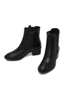 Women's Black Zippered Thick Heeled Leather Boot | Derimod Women's Black Zippered Thick Heeled Leather Boot | Derimod