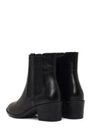 Women's Black Zippered Thick Heeled Leather Boot | Derimod Women's Black Zippered Thick Heeled Leather Boot | Derimod