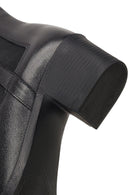 Women's Black Zippered Thick Heeled Leather Boot | Derimod Women's Black Zippered Thick Heeled Leather Boot | Derimod