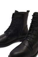 Kadın Siyah Bağcıklı Fermuarlı Deri Bot | Derimod Kadın Siyah Bağcıklı Fermuarlı Deri Bot | Derimod