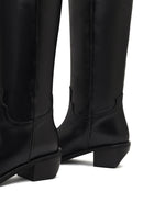 Kadın Siyah Kısa Topuklu Deri Kovboy Çizme | Derimod Kadın Siyah Kısa Topuklu Deri Kovboy Çizme | Derimod